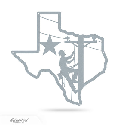 Texas Lineman Steel Wall Art 13.6"x14" / Textured Silver - RealSteel Center