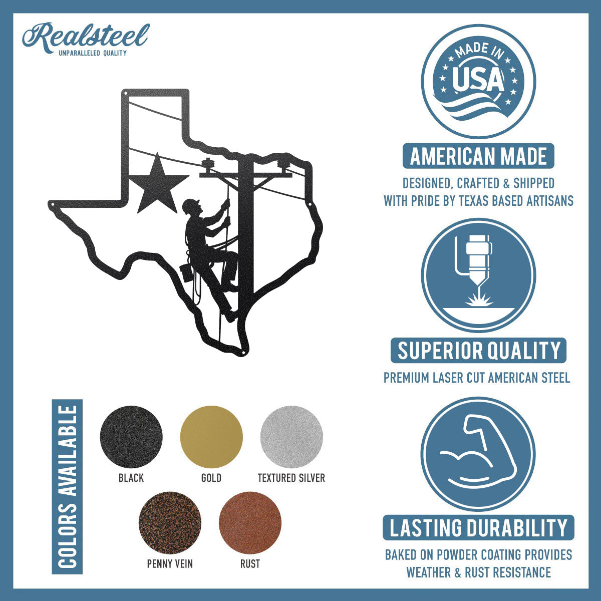 Texas Lineman Steel Wall Art - RealSteel Center