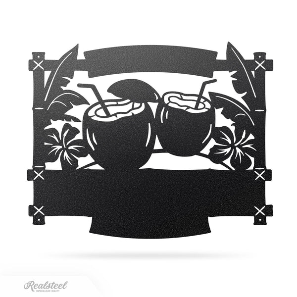Tiki Bar Coconut Monogram 14"x18" / Black - RealSteel Center