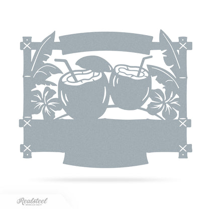Tiki Bar Coconut Monogram 14"x18" / Textured Silver - RealSteel Center