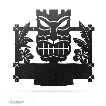 Tiki Mask Monogram – Tropical Polynesian Wall Decor 17"x18" / Black - RealSteel Center
