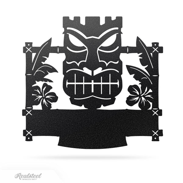 Tiki Mask Monogram – Tropical Polynesian Wall Decor 17"x18" / Black - RealSteel Center