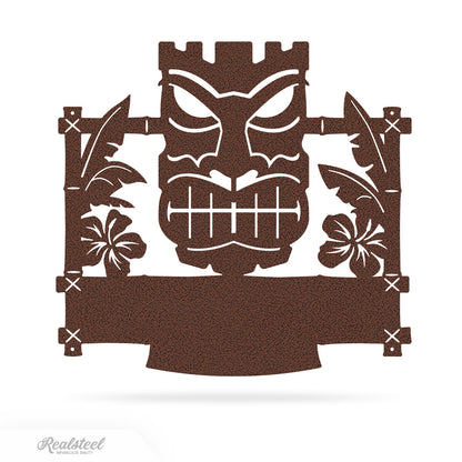 Tiki Mask Monogram – Tropical Polynesian Wall Decor 17"x18" / Penny Vein - RealSteel Center