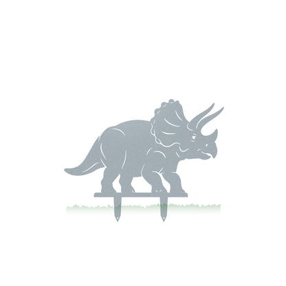Dinosaur Garden Yard Stakes Torosaurus – 22" x 17" / Textured Silver - RealSteel Center