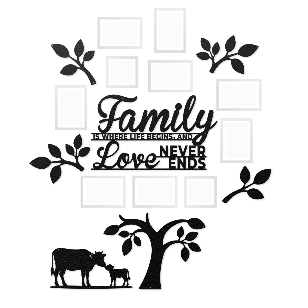 Tree of Life Family Gallery Wall Cow & Calf / Black - RealSteel Center