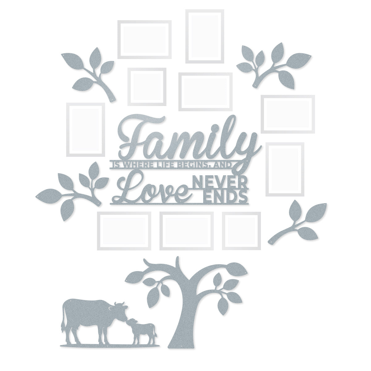 Tree of Life Family Gallery Wall Cow & Calf / Textured Silver - RealSteel Center