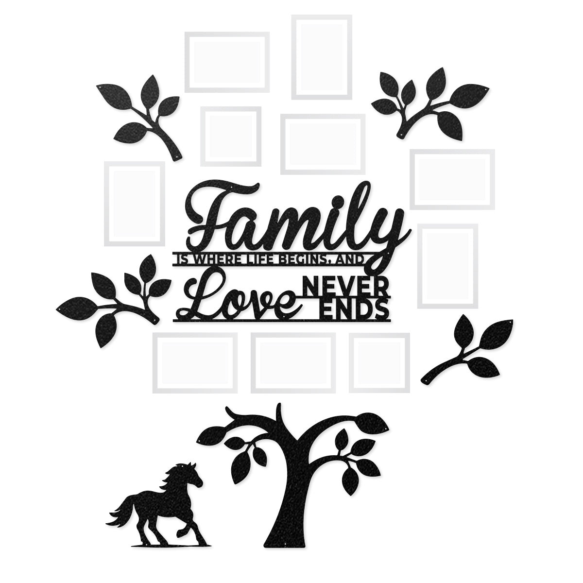 Tree of Life Family Gallery Wall Majestic Horse / Black - RealSteel Center
