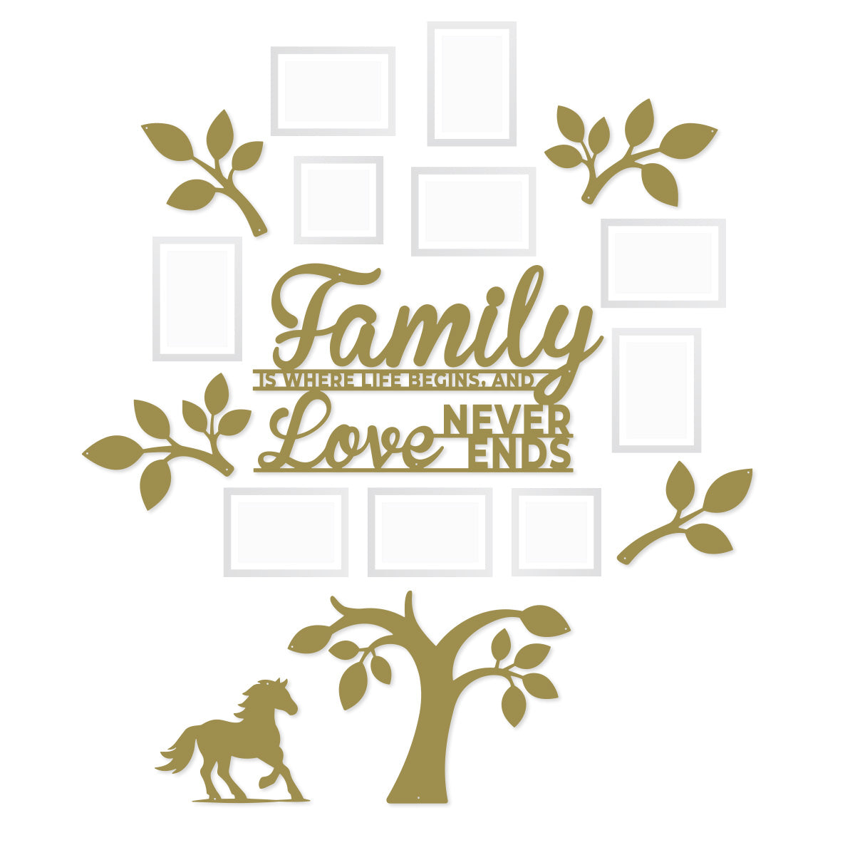 Tree of Life Family Gallery Wall Majestic Horse / Gold - RealSteel Center