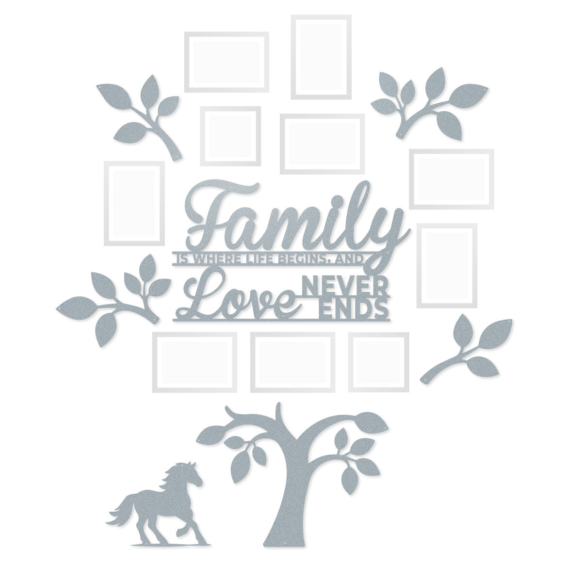 Tree of Life Family Gallery Wall Majestic Horse / Textured Silver - RealSteel Center