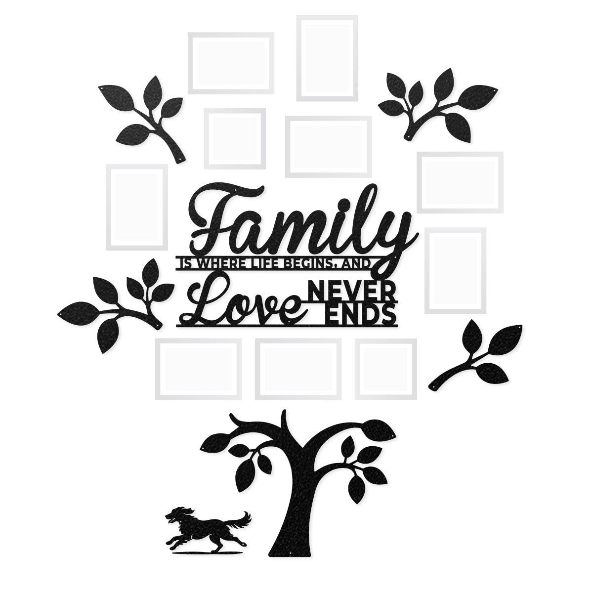 Tree of Life Family Gallery Wall Playful Dog / Black - RealSteel Center
