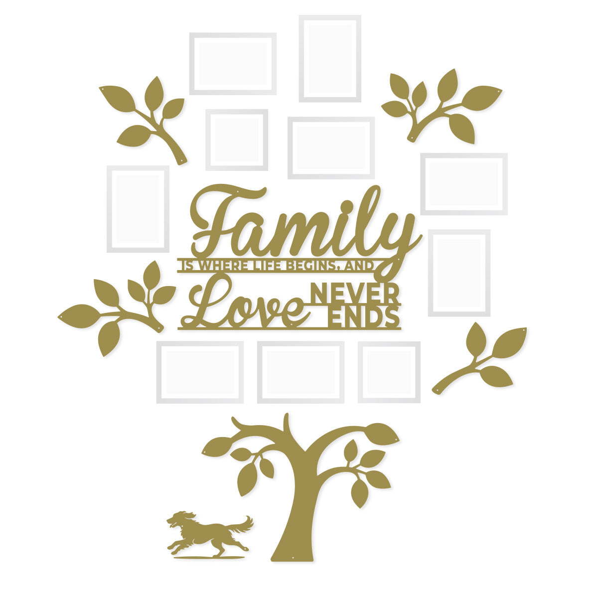 Tree of Life Family Gallery Wall Playful Dog / Gold - RealSteel Center