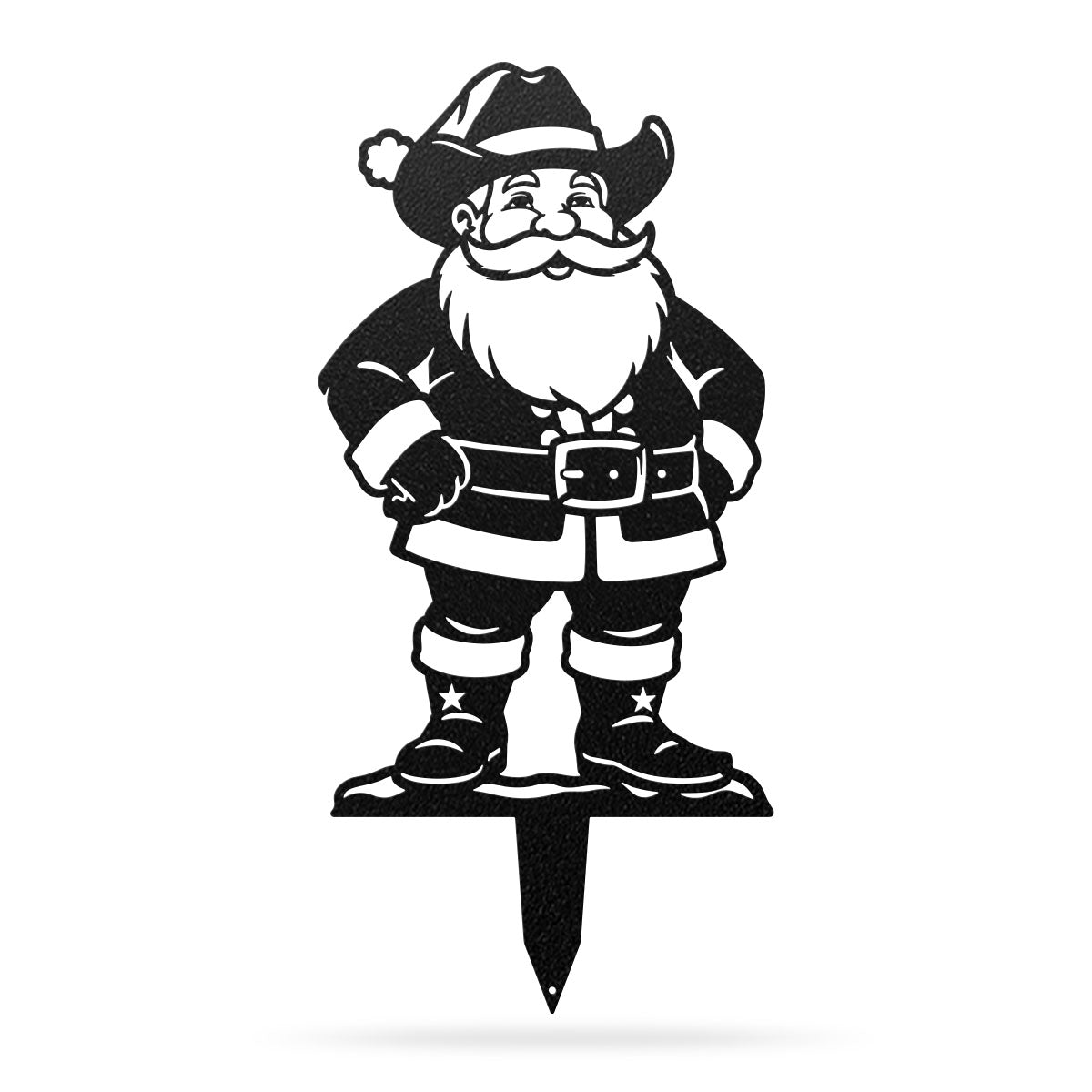 Western Christmas Collection Garden Stakes COWBOY SANTA / Black - RealSteel Center