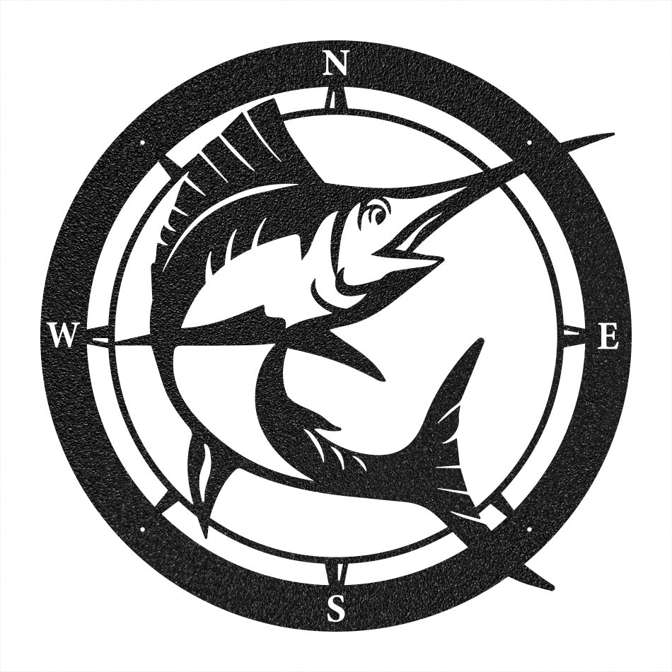 Marlin Compass Wall Art 18" / Black - RealSteel Center