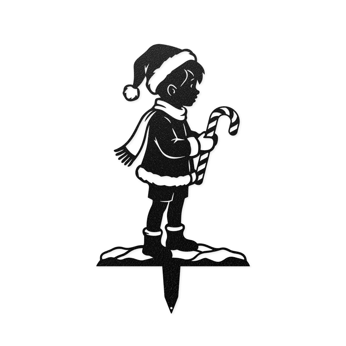 Woodland Friends Christmas Garden Stakes Black / Holiday Lad (12" × 21.3") - RealSteel Center