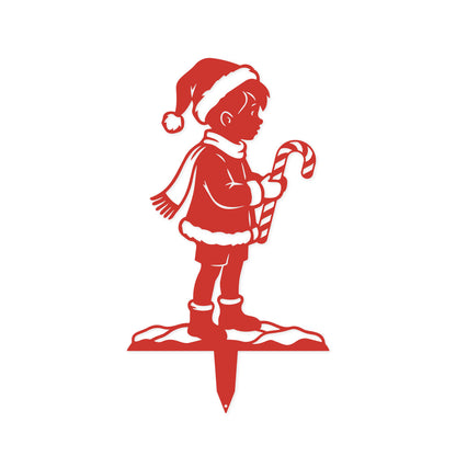 Woodland Friends Christmas Garden Stakes Red / Holiday Lad (12" × 21.3") - RealSteel Center