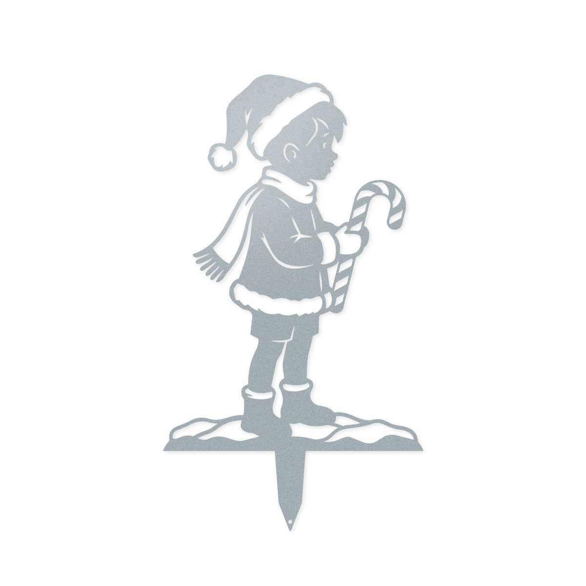 Woodland Friends Christmas Garden Stakes Textured Silver / Holiday Lad (12" × 21.3") - RealSteel Center