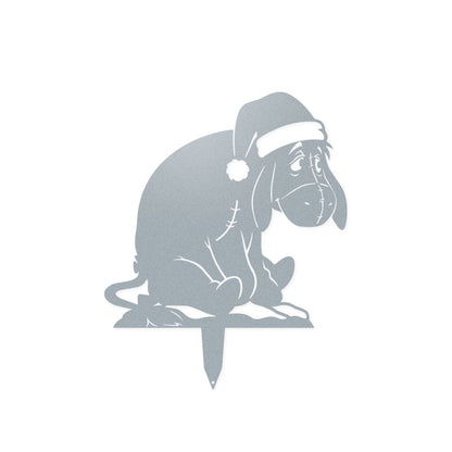 Woodland Friends Christmas Garden Stakes Textured Silver / Gentle Donkey ( 14.7" × 18") - RealSteel Center