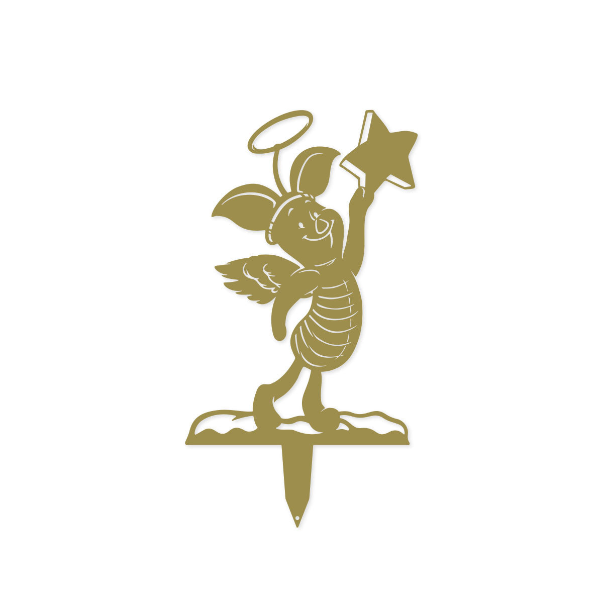 Woodland Friends Christmas Garden Stakes Gold / Winter Piglet (10.5" × 19") - RealSteel Center