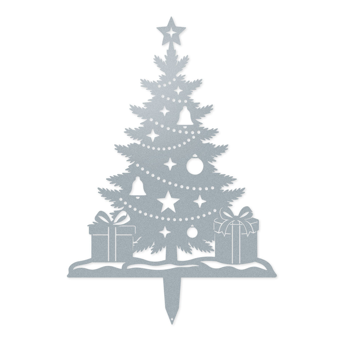 Woodland Friends Christmas Garden Stakes Textured Silver / Christmas Tree Centerpiece (16.7" × 24.5") - RealSteel Center