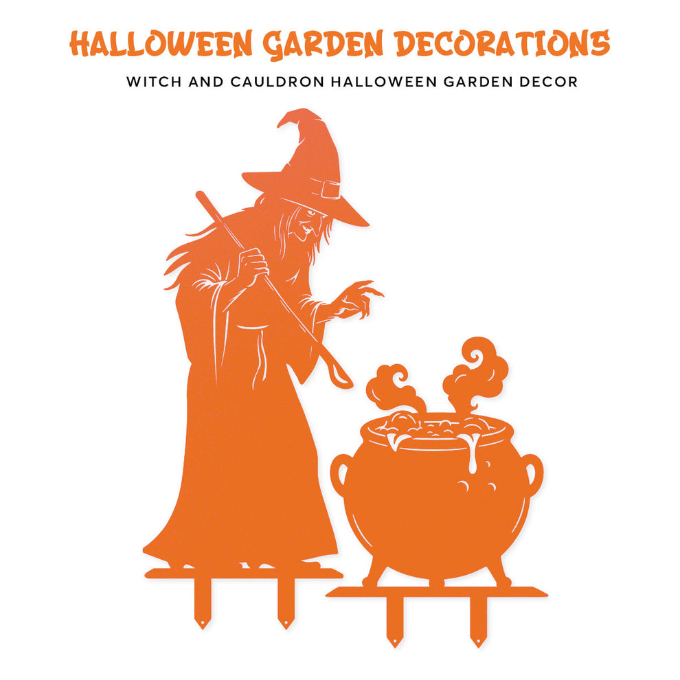 Couldron Stake Sign Spook Up Your Garden with our Witch and Cauldron Halloween Garden Stake ...
