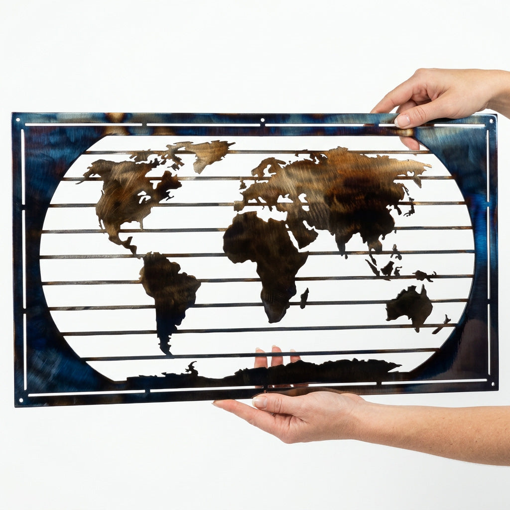 World Map Metal Wall Art - RealSteel Center