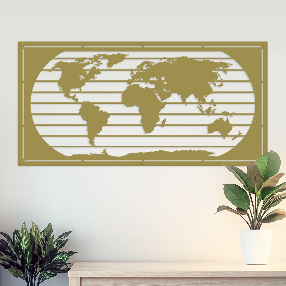 World Map Metal Wall Art 15" × 24" / Gold - RealSteel Center