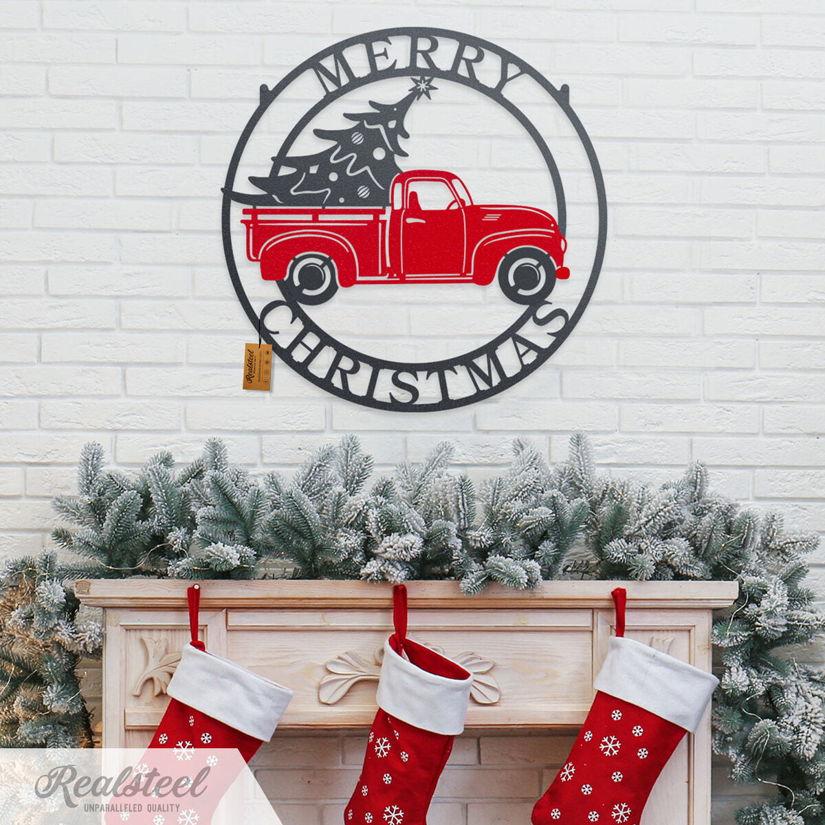 Little Red Truck Hauling Christmas Tree  - RealSteel Center