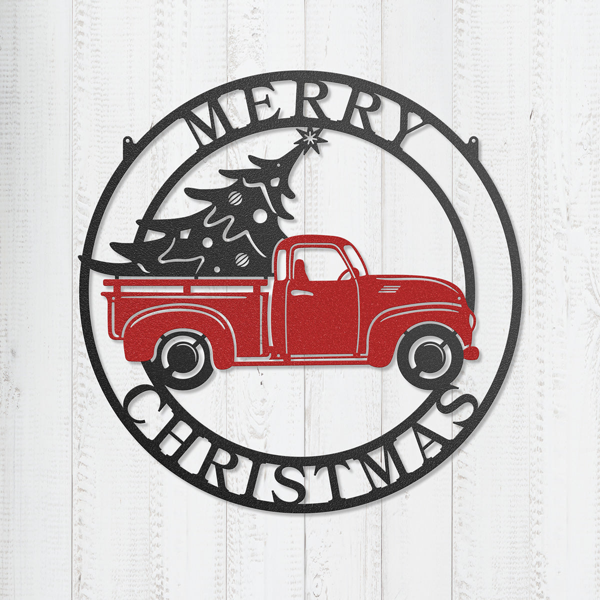 Little Red Truck Hauling Christmas Tree 18 / Red Black - RealSteel Center