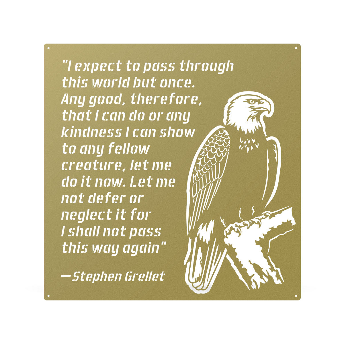 Eagle Kindness Quote Metal Wall Art – Inspirational Stephen Grellet Decor 18" / Gold - RealSteel Center