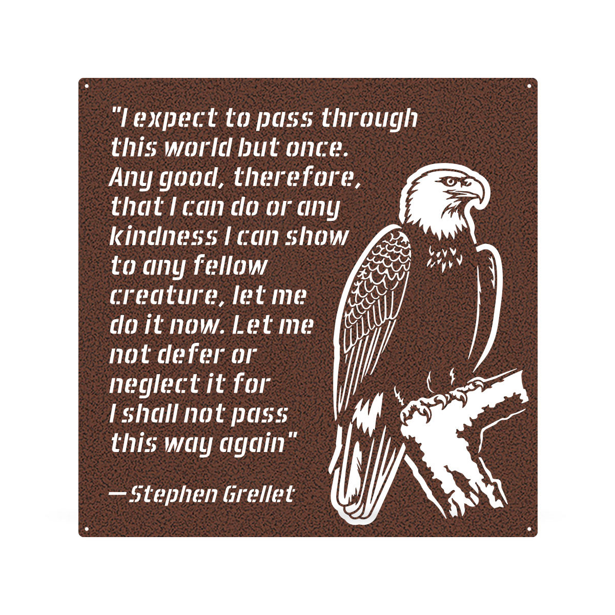 Eagle Kindness Quote Metal Wall Art – Inspirational Stephen Grellet Decor 18" / Penny Vein - RealSteel Center