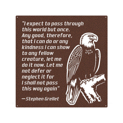 Eagle Kindness Quote Metal Wall Art – Inspirational Stephen Grellet Decor 18" / Penny Vein - RealSteel Center