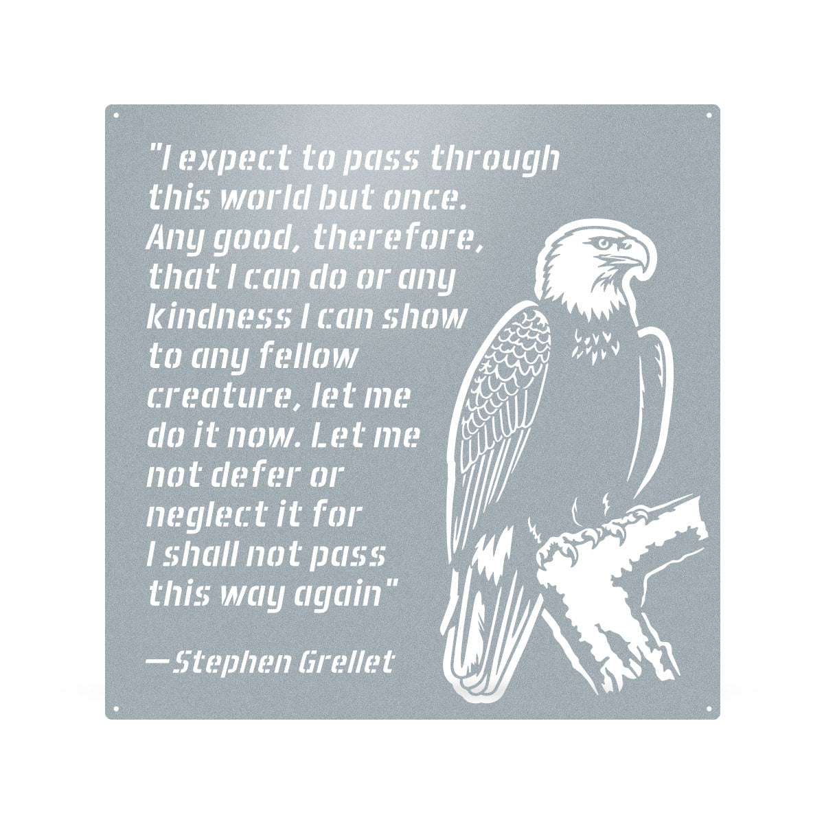Eagle Kindness Quote Metal Wall Art – Inspirational Stephen Grellet Decor 18" / Textured Silver - RealSteel Center