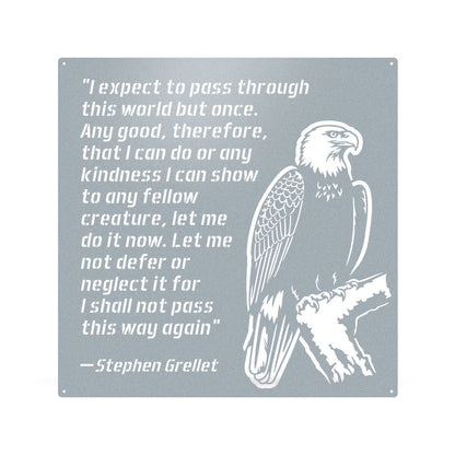 Eagle Kindness Quote Metal Wall Art – Inspirational Stephen Grellet Decor 18" / Textured Silver - RealSteel Center