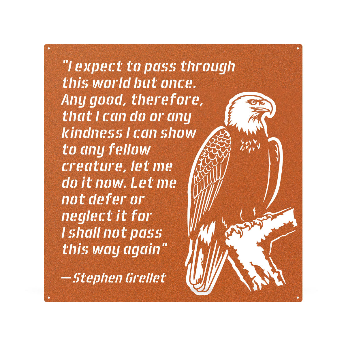 Eagle Kindness Quote Metal Wall Art – Inspirational Stephen Grellet Decor 18" / Rust - RealSteel Center