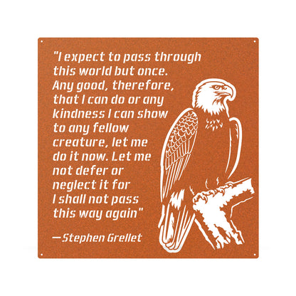 Eagle Kindness Quote Metal Wall Art – Inspirational Stephen Grellet Decor 18" / Rust - RealSteel Center