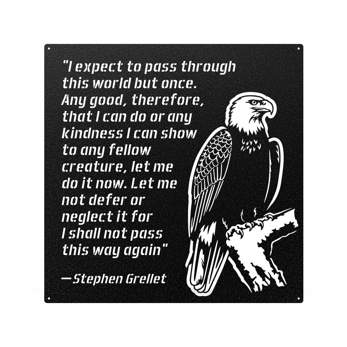 Eagle Kindness Quote Metal Wall Art – Inspirational Stephen Grellet Decor 18" / Black - RealSteel Center