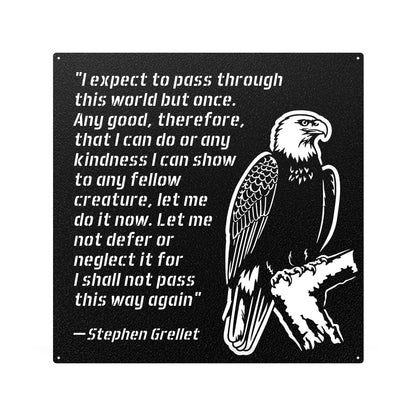 Eagle Kindness Quote Metal Wall Art – Inspirational Stephen Grellet Decor 18" / Black - RealSteel Center