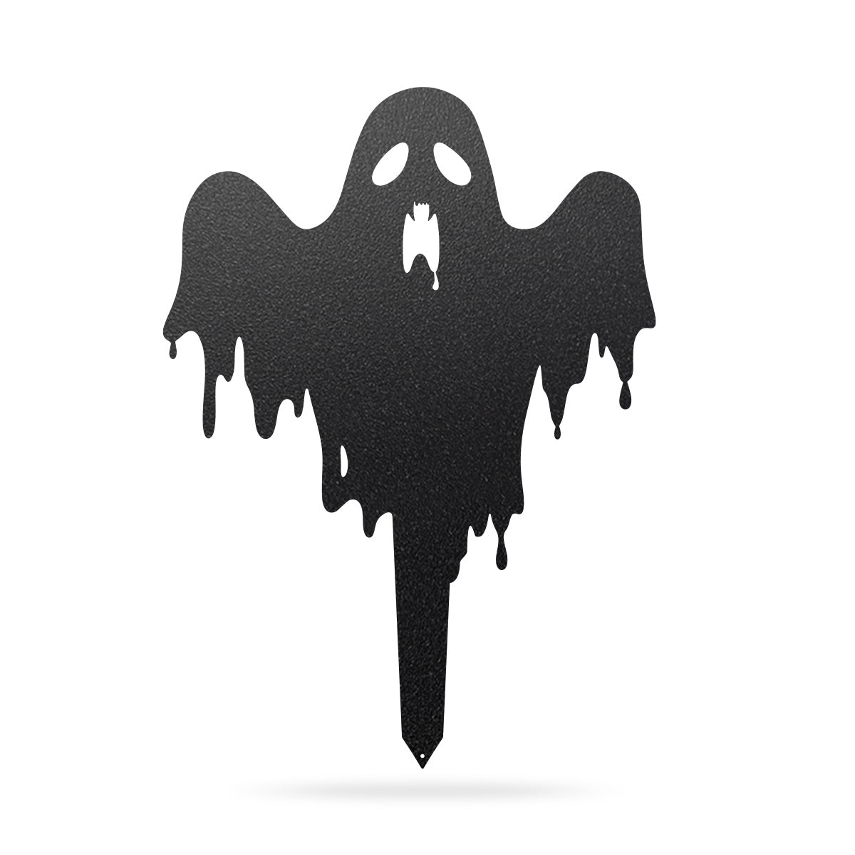 Garden Art - Halloween Ghost Yard Stake Black / Round Creepy Ghost (22” x 30”) - RealSteel Center