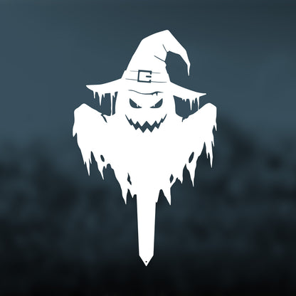 Garden Art - Halloween Ghost Yard Stake White / Witch Ghost (18” x 30”) - RealSteel Center