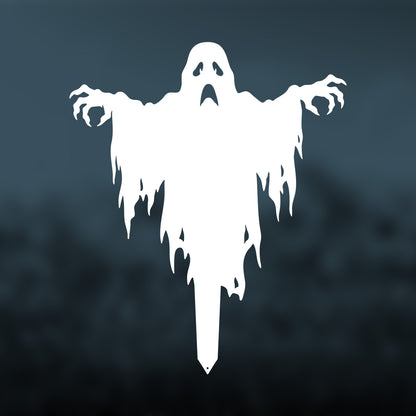Garden Art - Halloween Ghost Yard Stake White / Creepy Ghost w/ Claws (25” x 30”) - RealSteel Center