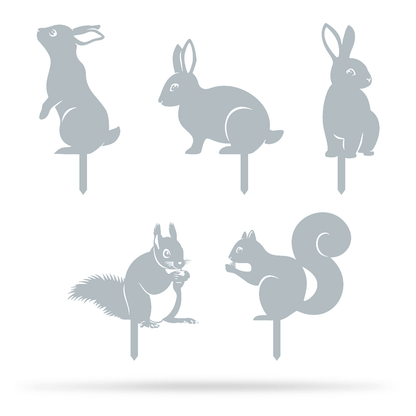 Garden Art - Animals 5 Pack Assorted / Textured Silver - RealSteel Center