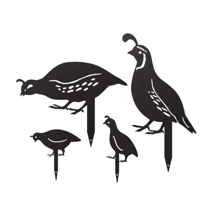 Garden Art - Quail Garden Stake Set Black - RealSteel Center