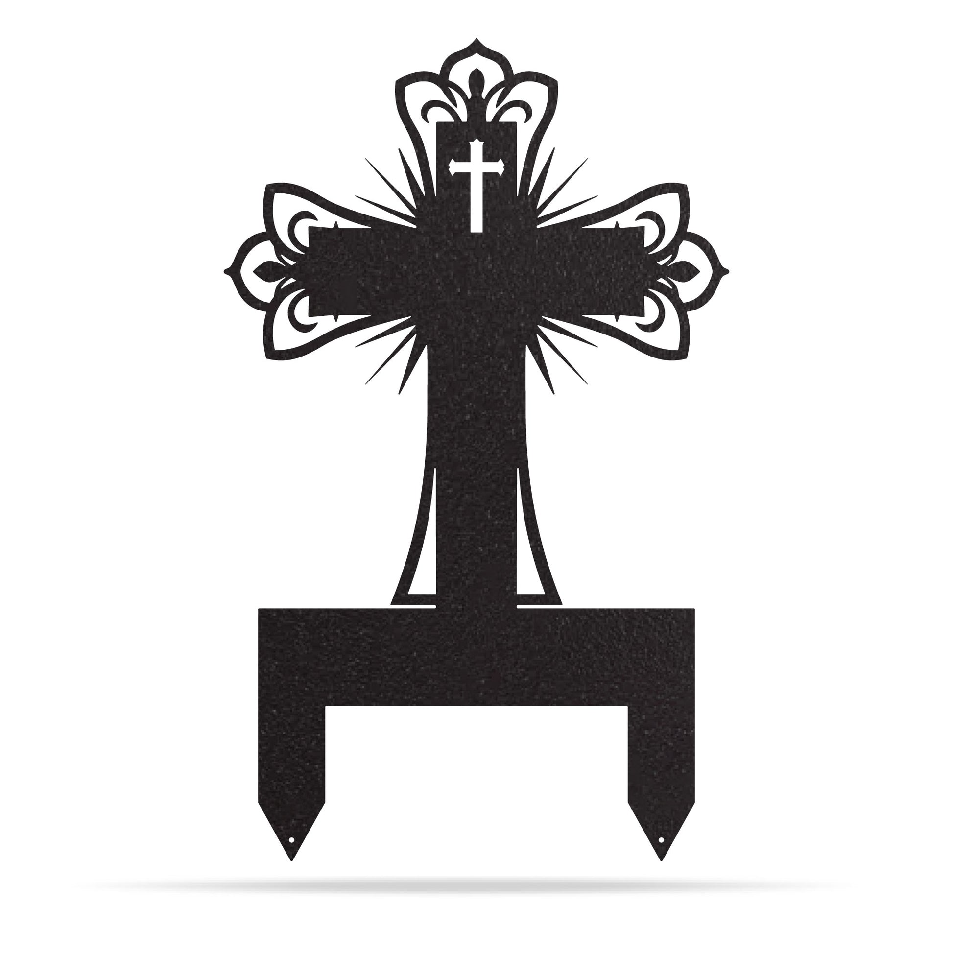 Memorial Cross Grave Marker Black - RealSteel Center