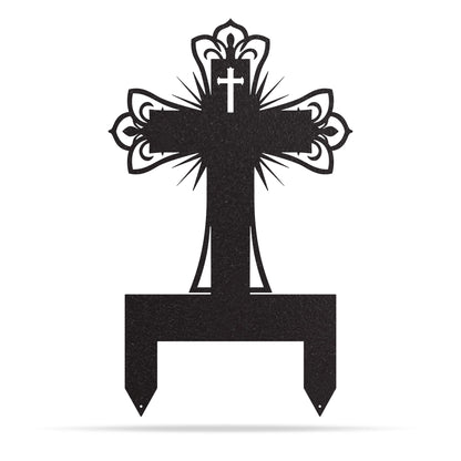 Memorial Cross Grave Marker Black - RealSteel Center