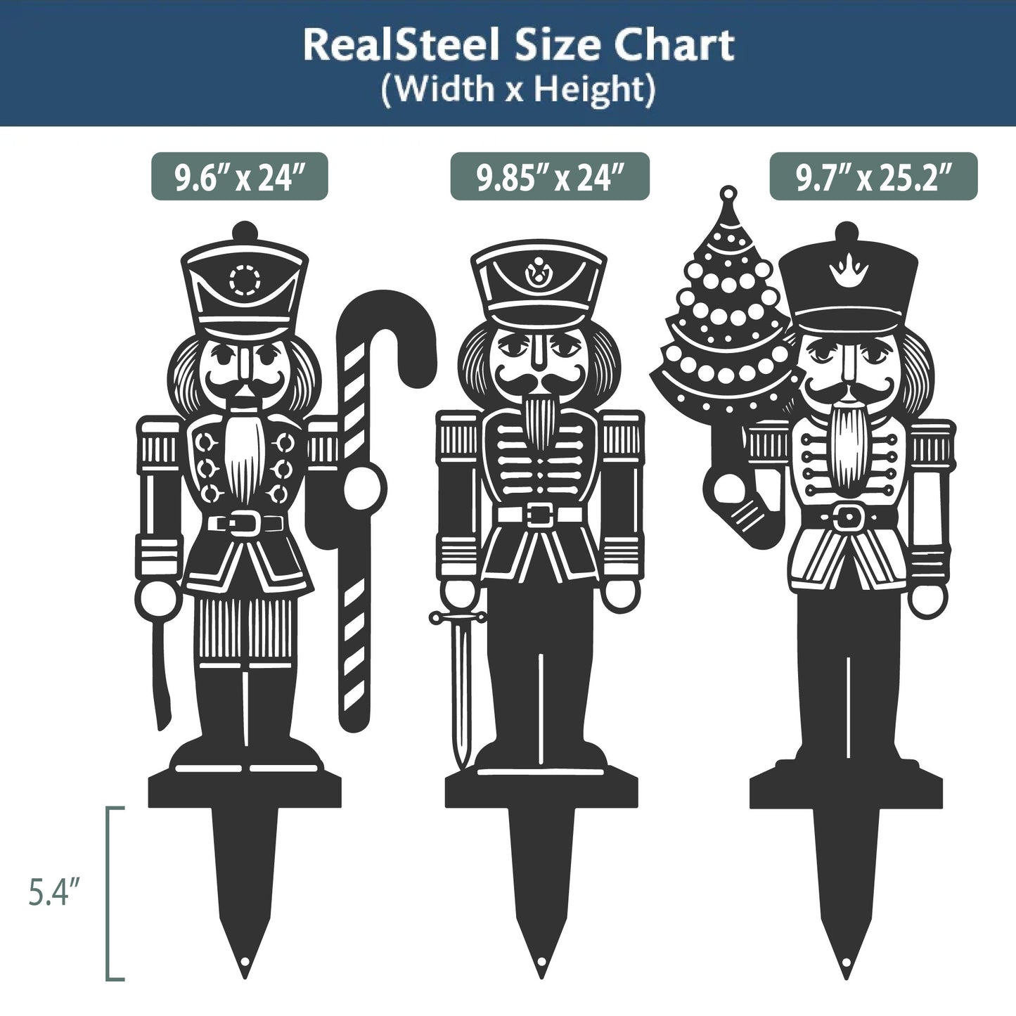 Nutcracker Christmas Garden Stakes | Holiday Outdoor Yard Art Set - RealSteel Center