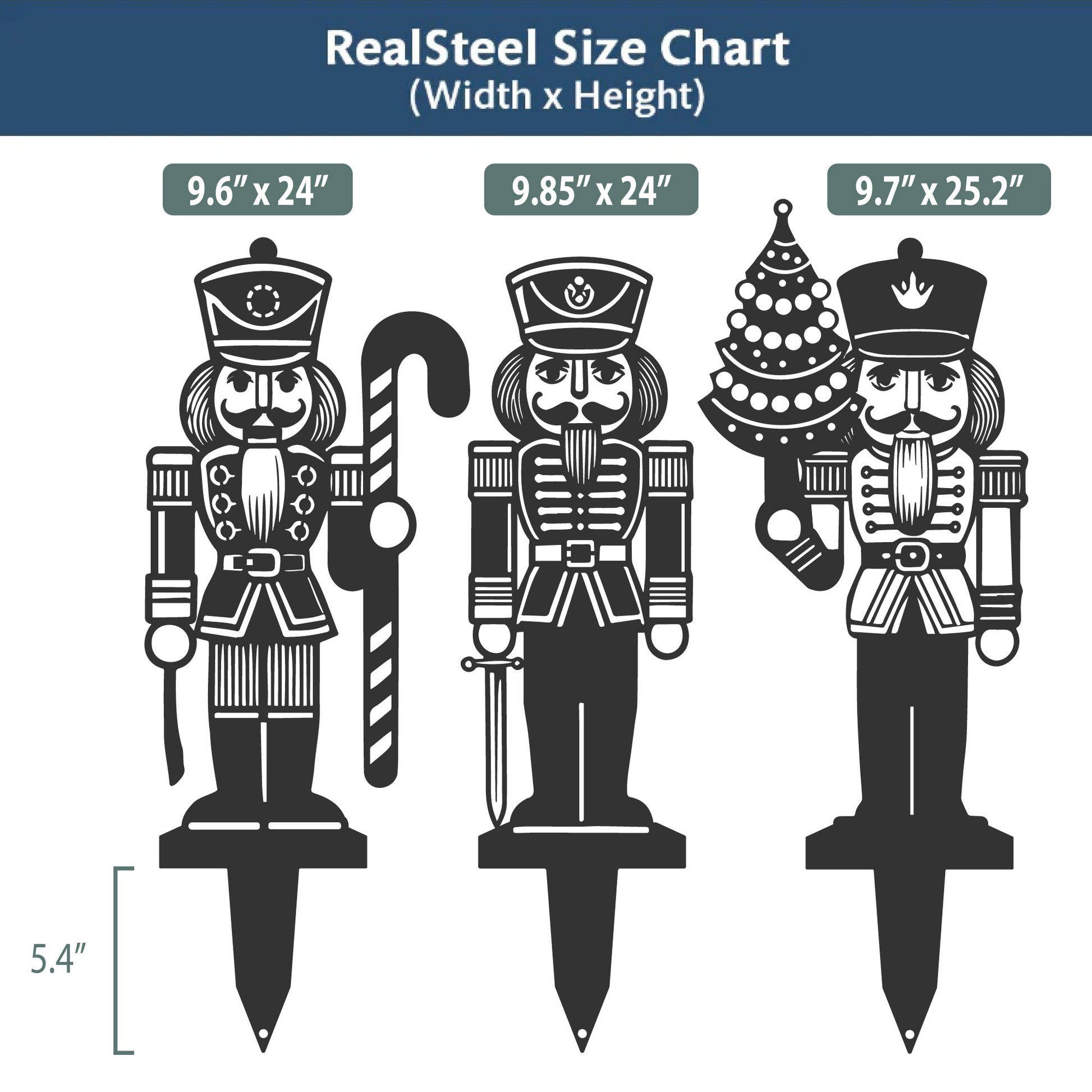 Nutcracker Christmas Garden Stakes | Holiday Outdoor Yard Art Set - RealSteel Center