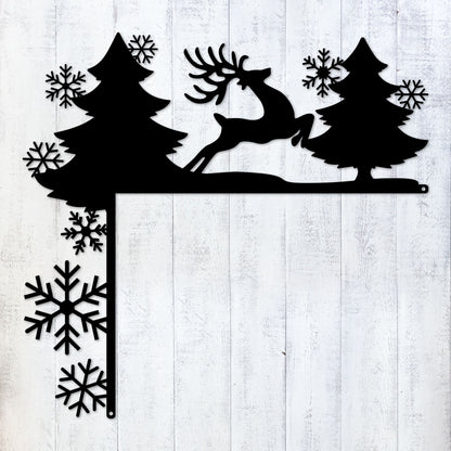 Christmas Door Corner Decor Winter Reindeer and Snowflake / Black - RealSteel Center