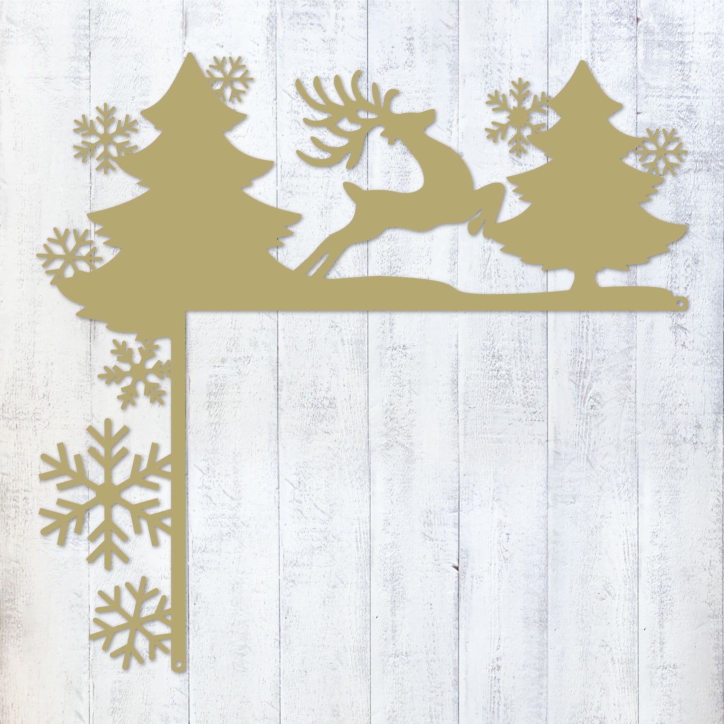 Christmas Door Corner Decor Winter Reindeer and Snowflake / Gold - RealSteel Center
