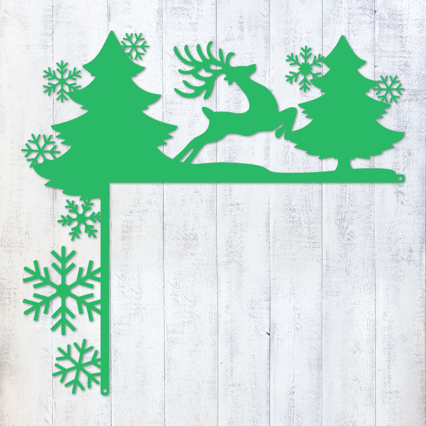 Christmas Door Corner Decor Winter Reindeer and Snowflake / Green - RealSteel Center