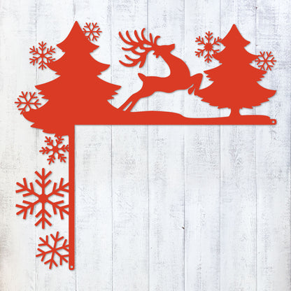 Christmas Door Corner Decor Winter Reindeer and Snowflake / Red - RealSteel Center